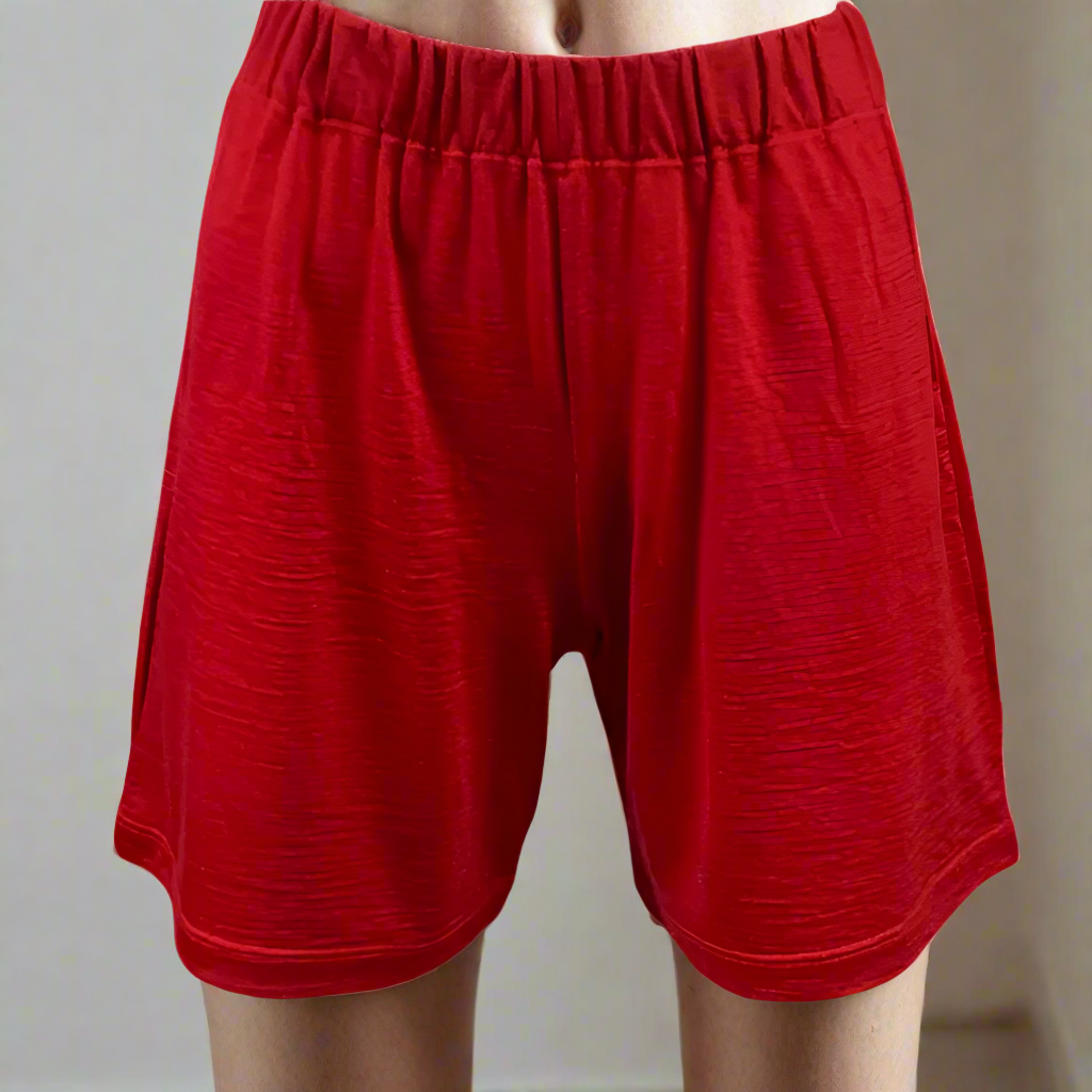 Red merino Shorts Woman