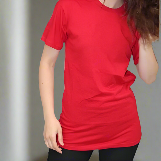 red tshirt woman